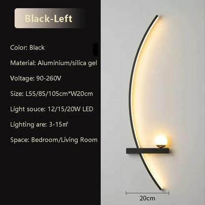 Modern LED Wall Light 55/105Cm Long Strip Wall Light Intelligent Remote Control Dimming Bedroom Living Room Corridor Lighting