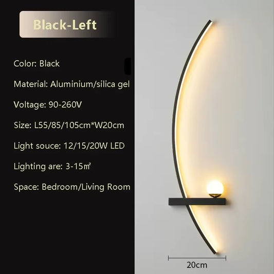 Modern LED Wall Light 55/105Cm Long Strip Wall Light Intelligent Remote Control Dimming Bedroom Living Room Corridor Lighting