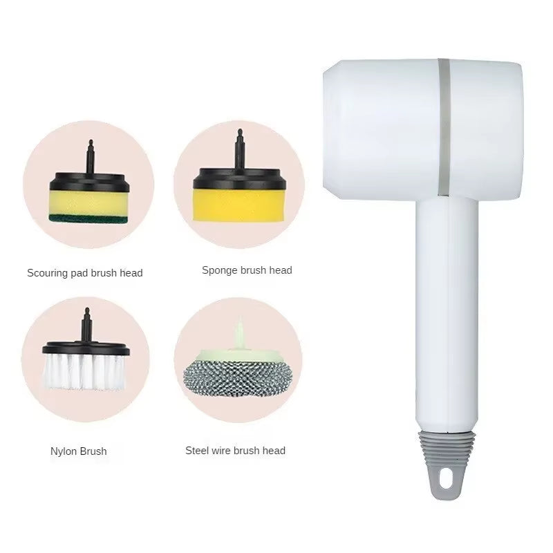 4 in 1 Electric Cleaning Brush Multi-Functional Cleaning Cloth Brush Household Automatic Handheld USB Charging Kitchen Bathroom